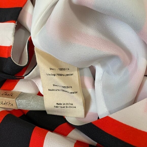 L'Agence 100% silk black white red striped strappy lined flowy tank top - Picture 9 of 9